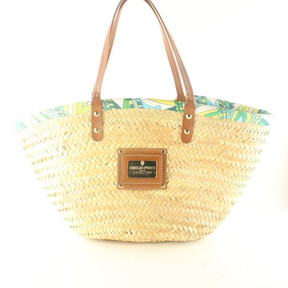 Emilio Pucci Wicker Basket Tote 1EP1026K - Picture 1 of 12